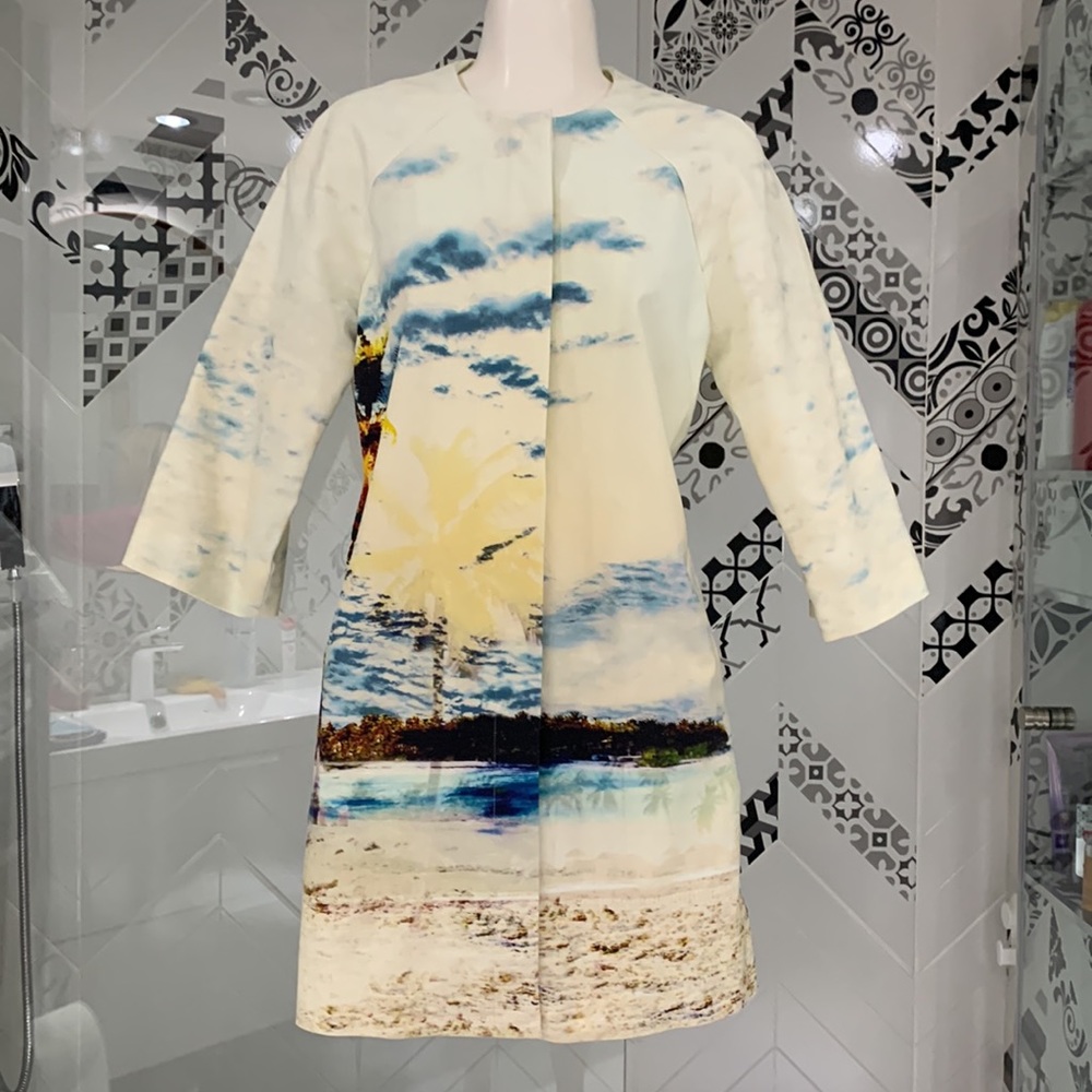 NWOT🌸424 FIFTH Lord & Taylor Tropical Palm Beach Print Dress Jacket - Picture 5 of 17